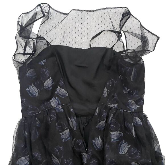 Jill Jill Stuart Floral Printed Organza Mesh Fit & Flare Blk Cocktail Dress - Picture 11 of 15